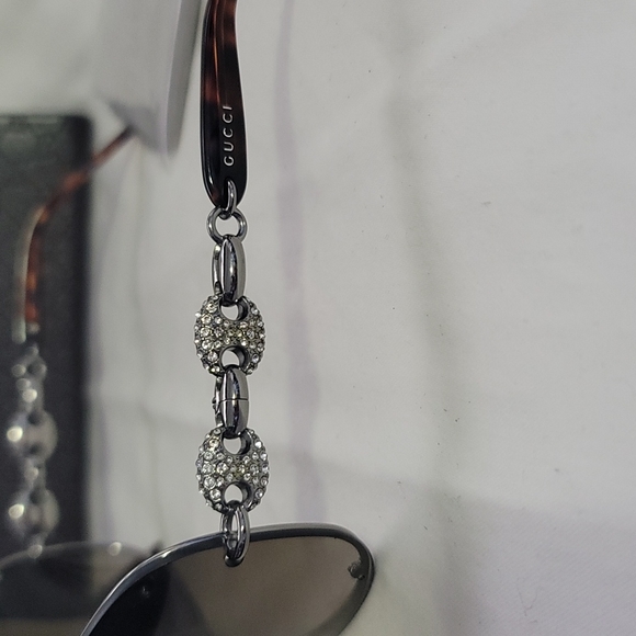 Gucci New Crystal Temple Aviator Sunglass - Picture 3 of 6